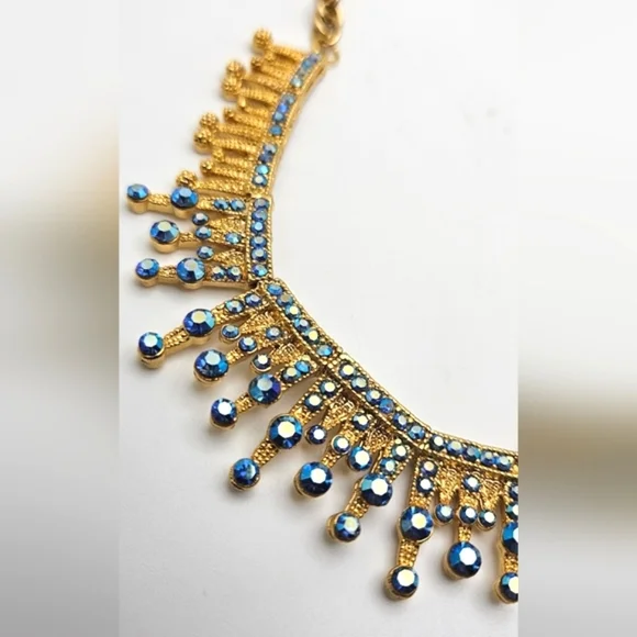 ๐ข3/$19๐ข Blue AB Rhinestone Gold Necklace Set Lot of 2 HOLIDAY Party - Picture 5 of 7